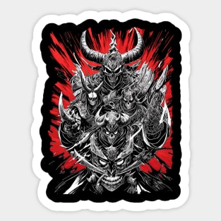 Evil Samurai Warriors Ink style Sticker